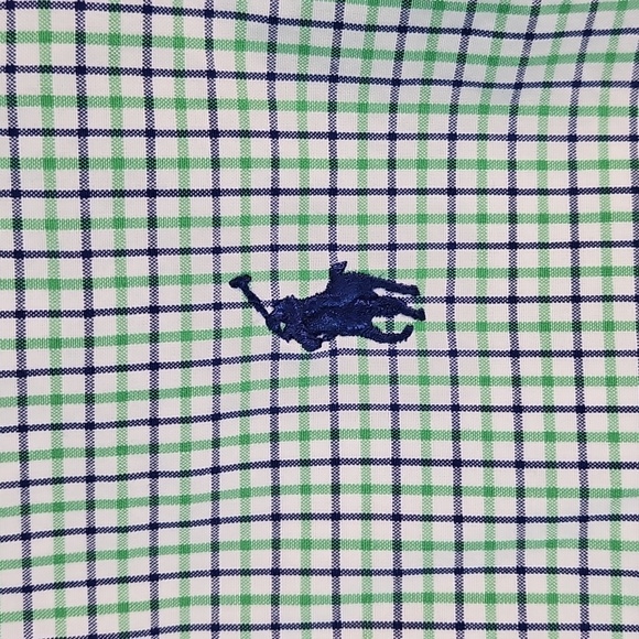 Ralph Lauren 100% Cotton Navy Green Check Plaid Long Sleeve Button Down Shirt - Picture 4 of 12